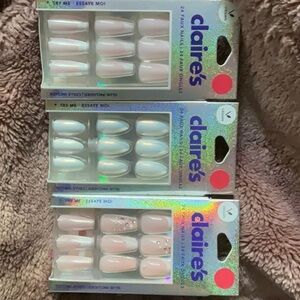 Claire's Elegant Pink and White Nail Set Trio